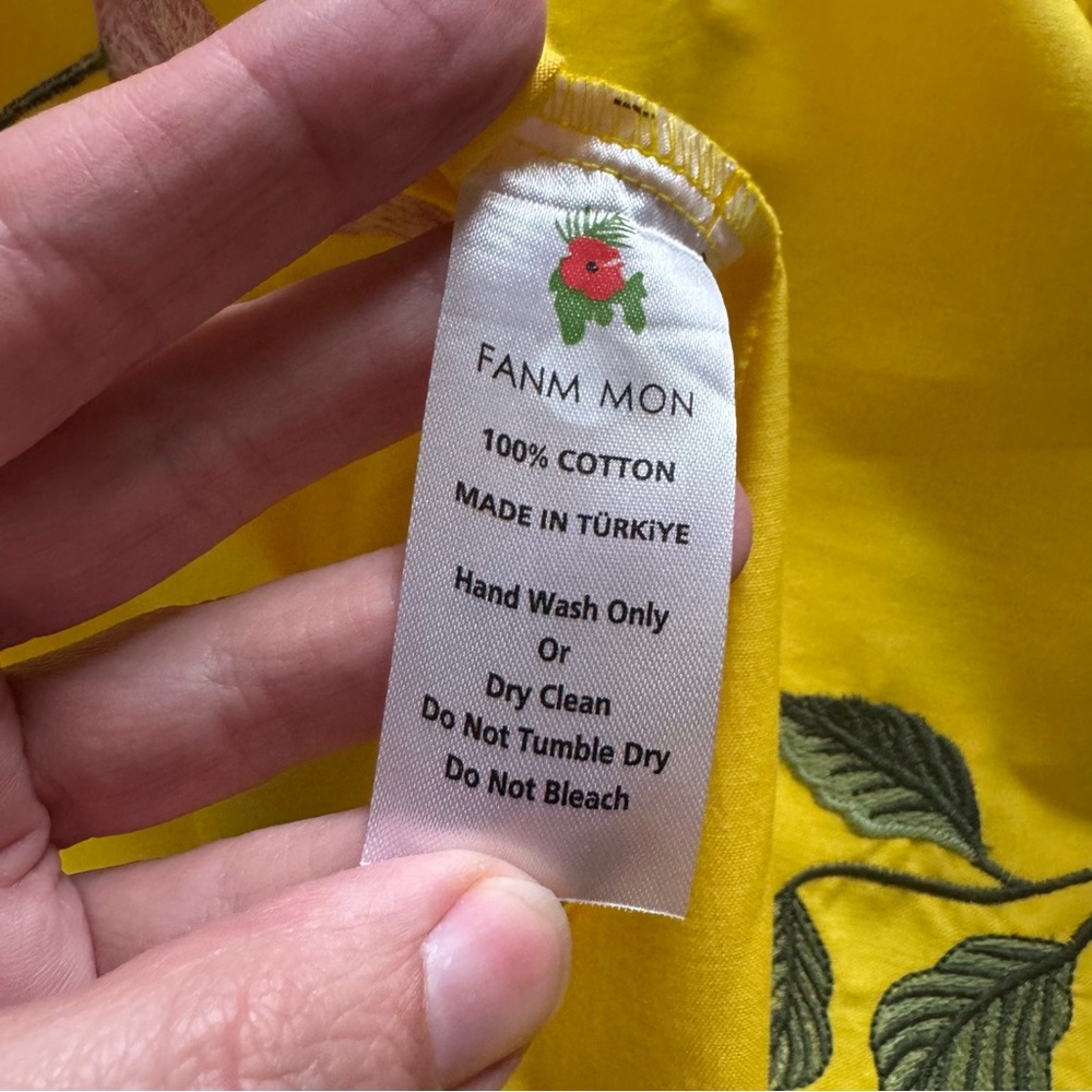 Fanm Mon Gloriosa Dress Sz XS Yellow Floral Embroidered Short Sleeve A-Line NWT - Picture 12 of 13